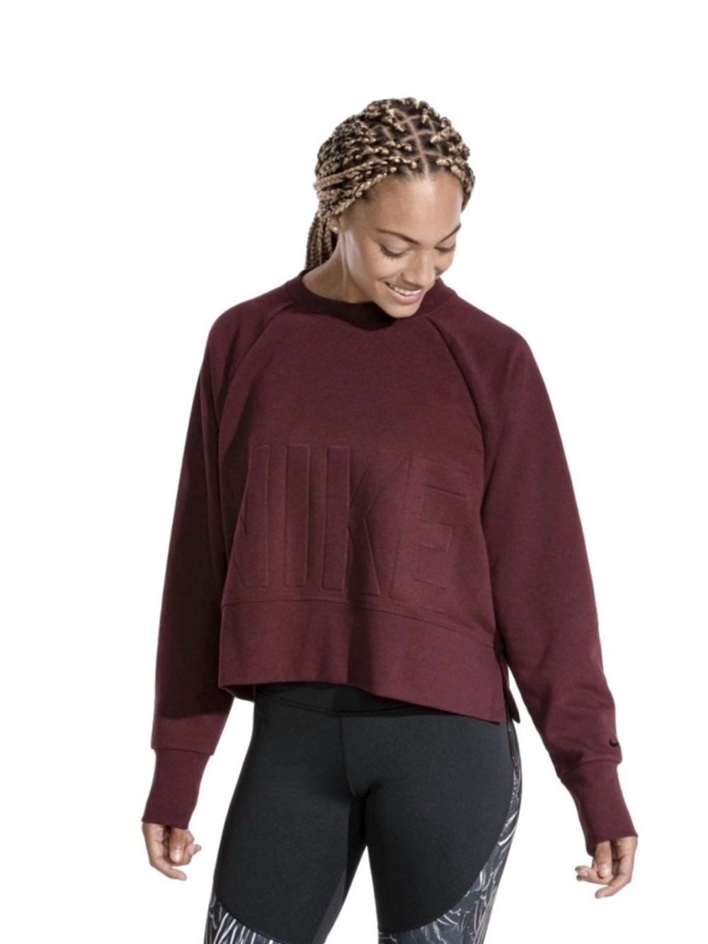 Nike Women's Maroon Embossed Logo Sweatshirt